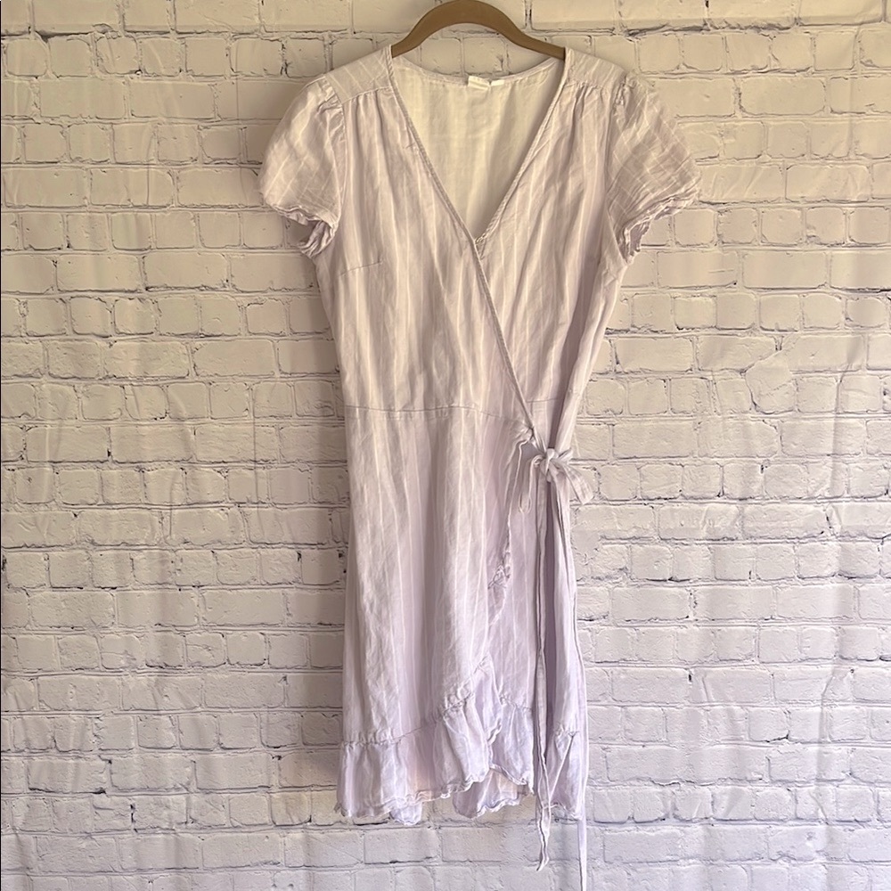 GAP Lavender and white Striped Wrap Short Sleeve Dress Woman’s Size Small